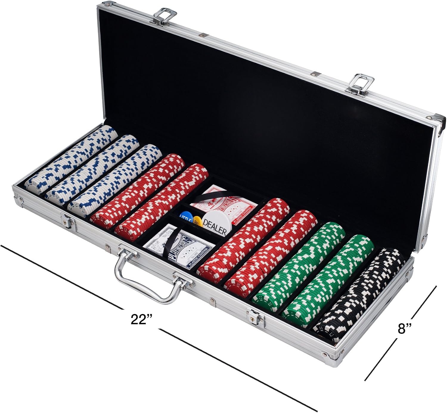 Poker Chip Set - 11.5g Poker Set with Cards, Buttons, Carrying Case, and 500 Chips for Texas Hold'em and Blackjack Games by Trademark Poker