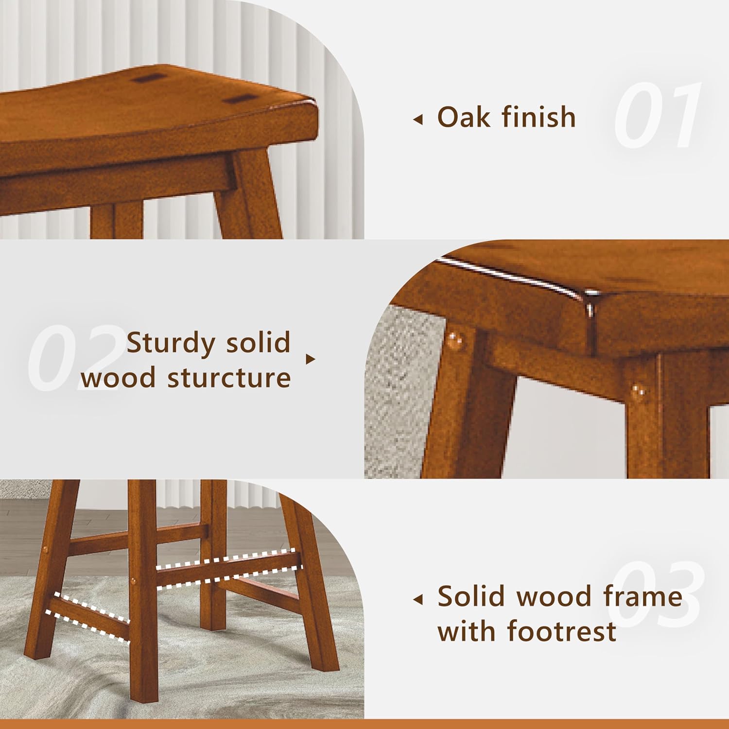 Homelegance Saddleback 24-Inch Height Barstool, Cherry, Set of 2