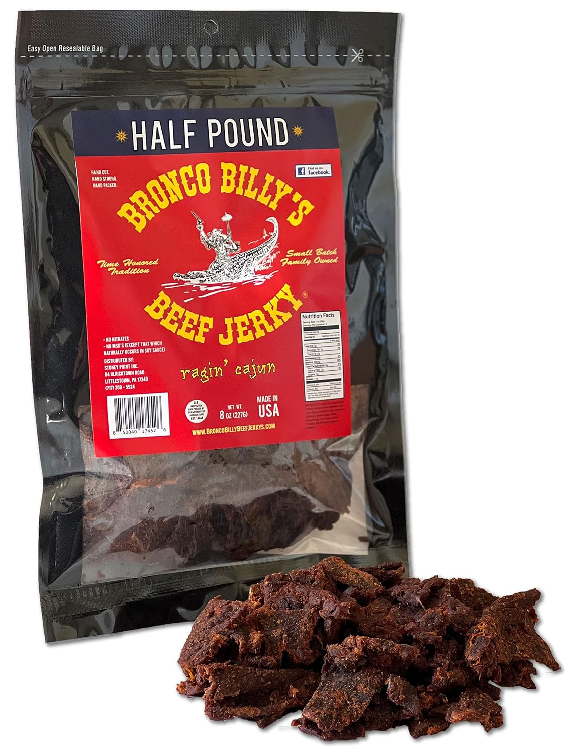 Bronco Billy's Beef Jerky Hickory Smoked Old Country Half Pound Resealable Bag