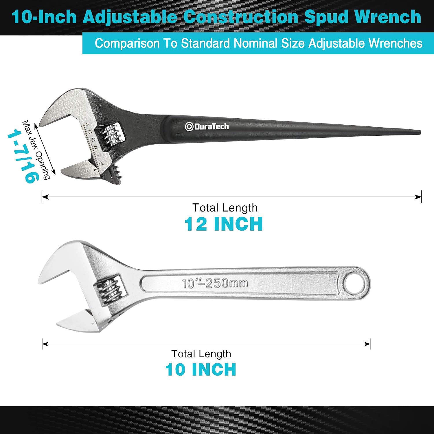 DURATECH 8-Inch Adjustable Construction Spud Wrench
