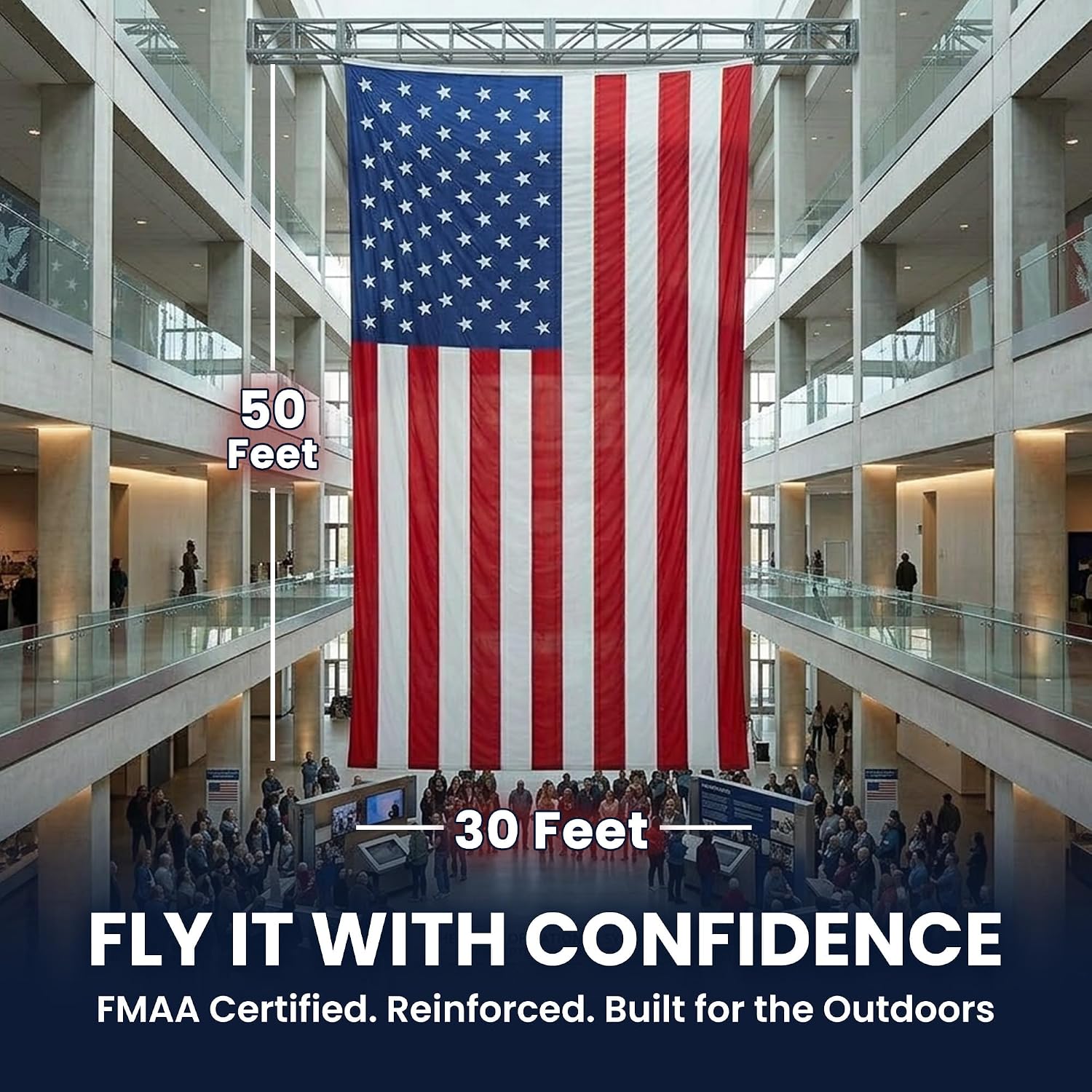 American Flag with Embroidered Stars and Sewn Stripes, Polyester - 6x10 ft | FMAA Certified PolyExtra Polyester Material, Heavy Duty Fade-Resistant American Flag for Outdoor or Indoor Use, Made in USA