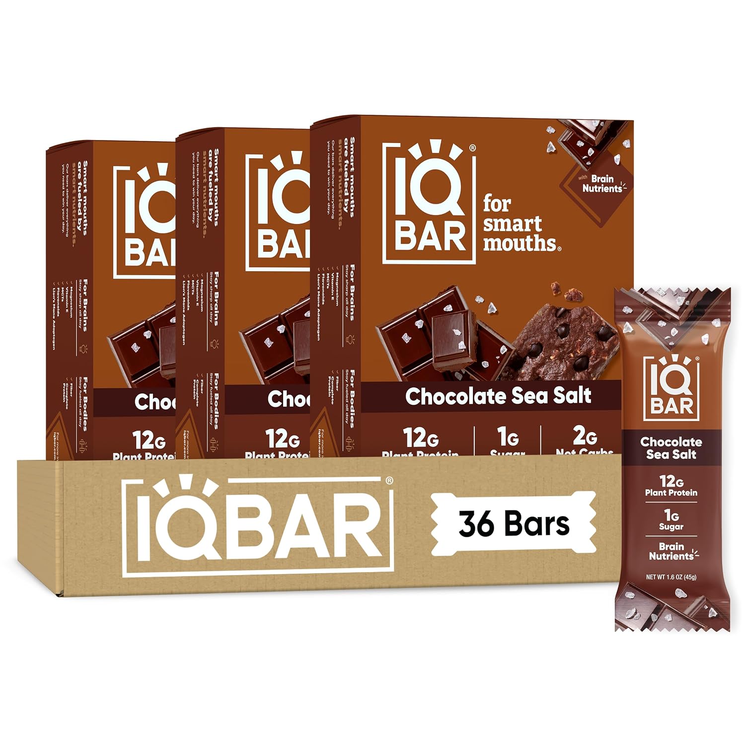 IQBAR Clean Protein Bars, Low Sugar Keto, Banana Nut 12-Count