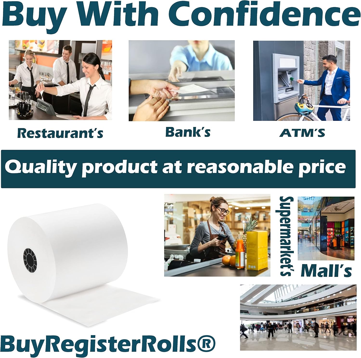 (50 Rolls) 3 1/8 x 230 Thermal Paper Receipt Rolls (55 GSM Premium Quality German Paper) Fits All POS Cash Registers BPA Free - BuyRegisterRolls