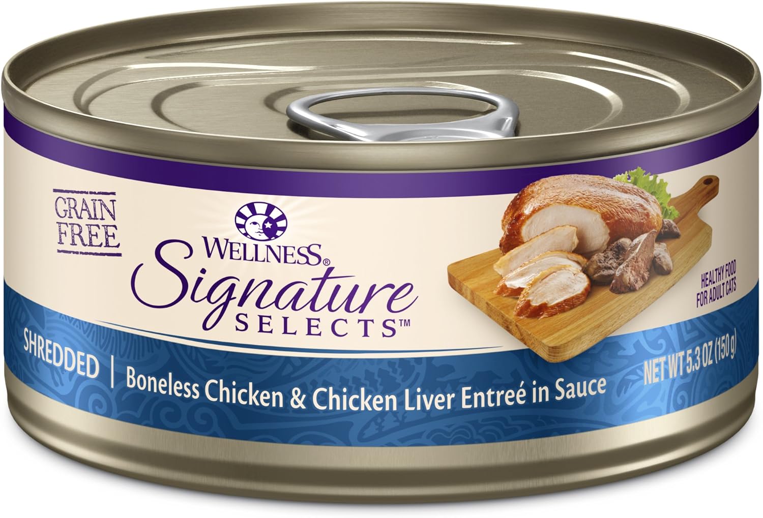 Wellness CORE Signature Selects Shredded Adult Canned Wet Cat Food, Natural, Protein Rich, Grain Free, Chicken Entrée Recipe, 2.8 oz, Pack of 12 Cans
