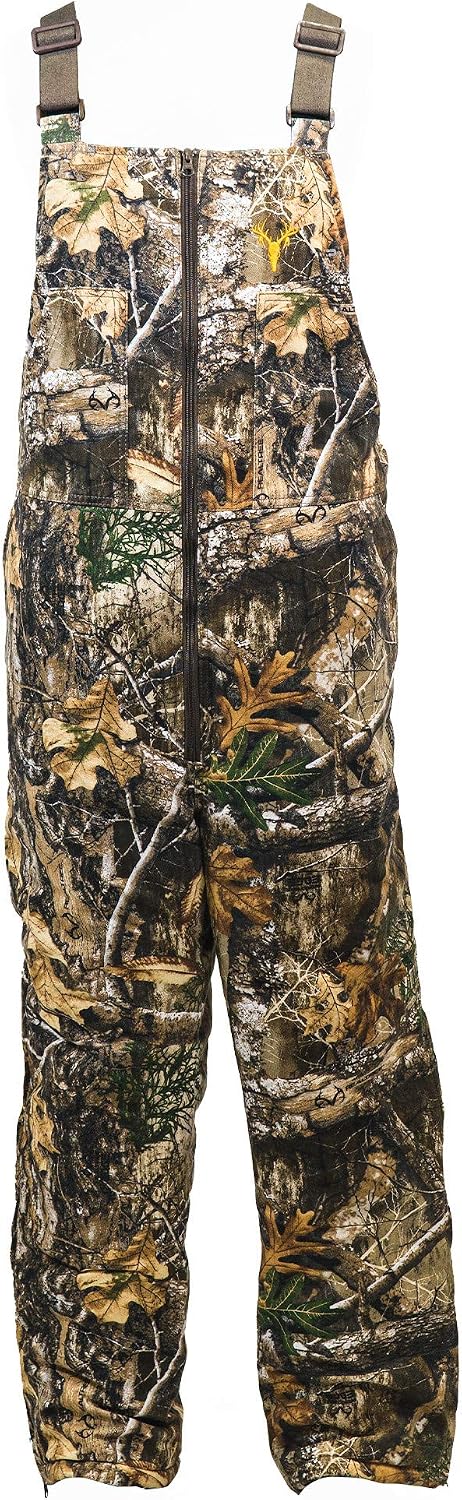 HOT SHOT Men’s Insulated Camo Bib, Ultra-Quiet Adjustable Overalls, Cold Weather Hunting Coveralls for Men
