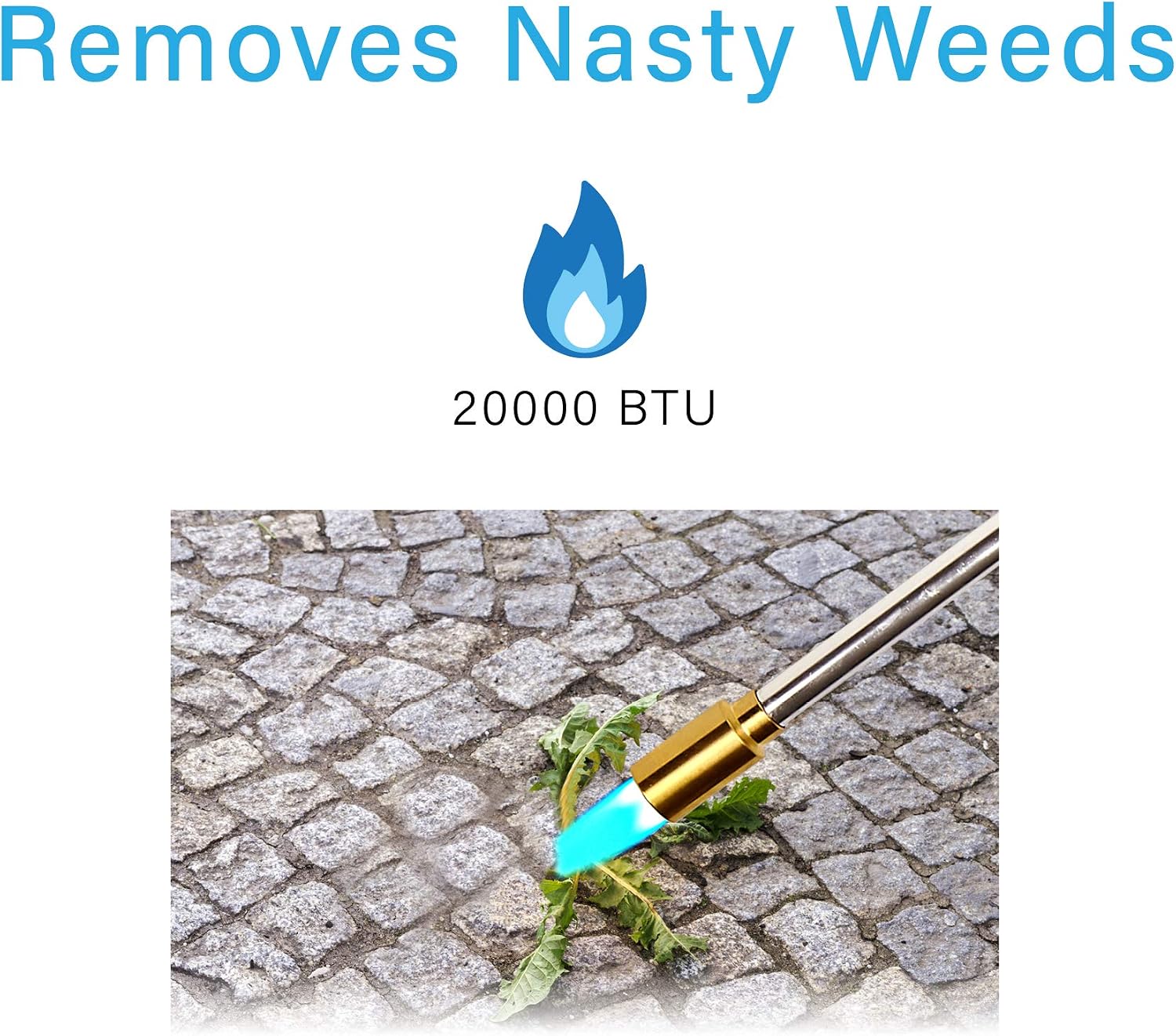 IGNIGHTER Weed Burner Torch – Use with Propane and MAPP Gas – with Built-in Piezo Igniter and Flame Control Valve – 35 Inches Long.