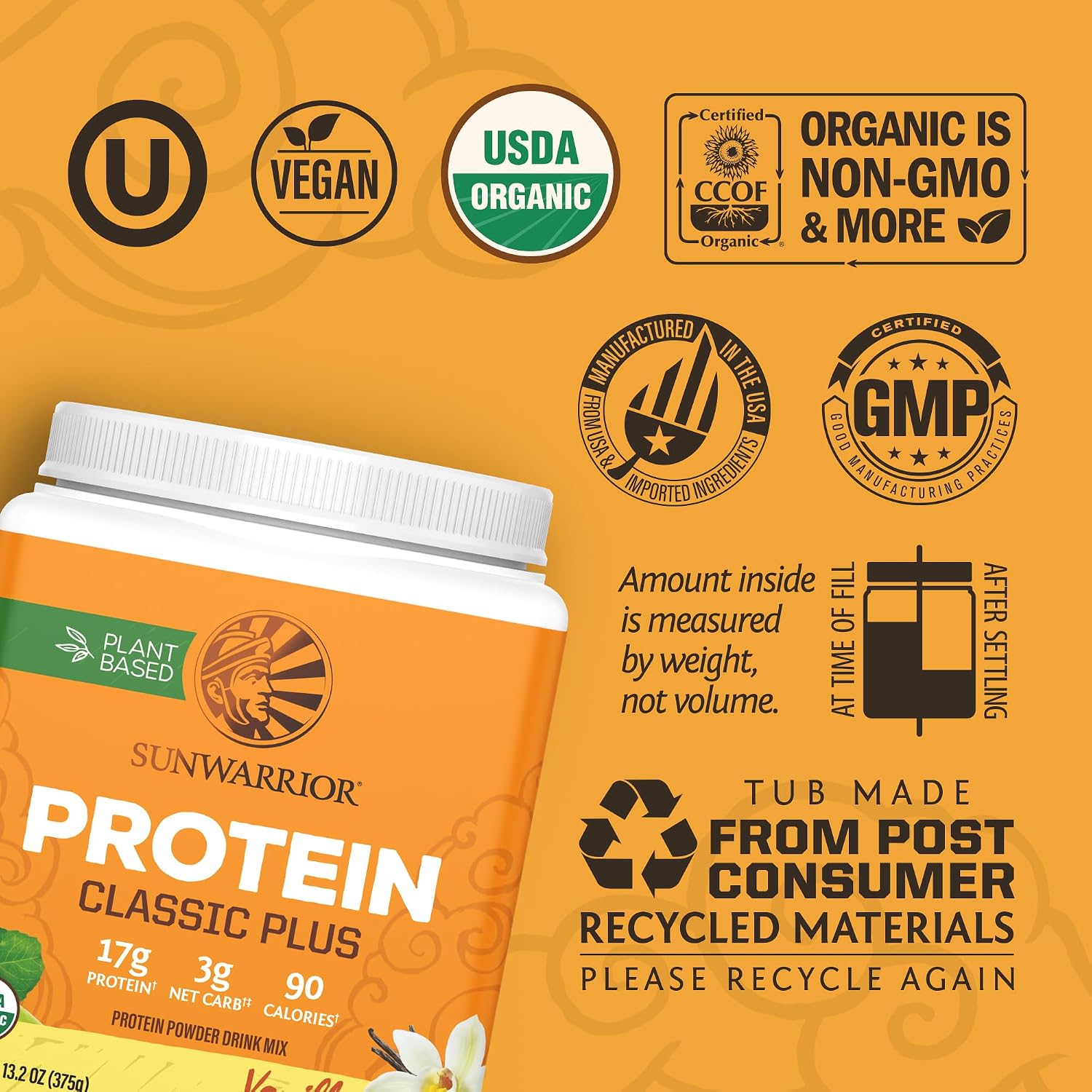 Clean Vegan Protein Powder Vanilla | Organic Protein Powder Plant Based Formula with 5 Superfood Blend Sprouted & Fermented | Non-GMO Low Carb Soy Dairy & Gluten Free (Vanilla, 30 Servings)