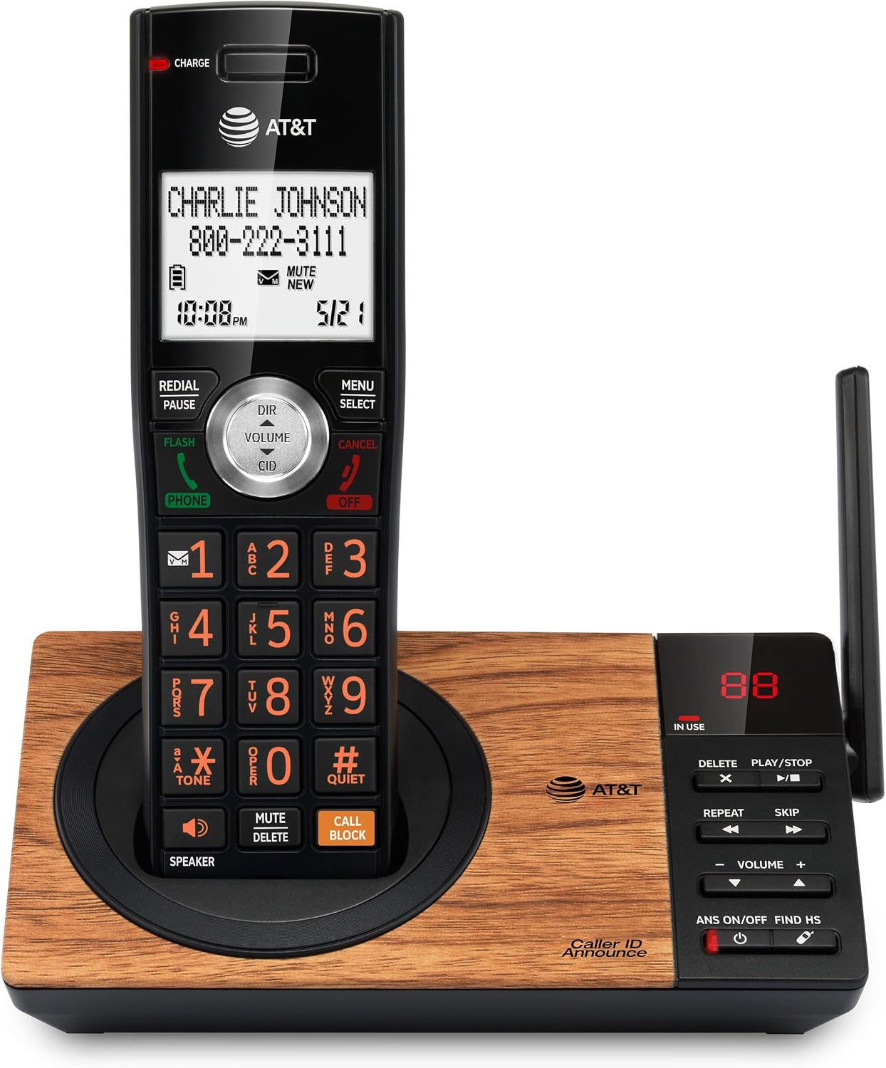 AT&T DECT 6.0 Expandable Cordless Phone with Answering System, Silver/Black with 3 Handsets
