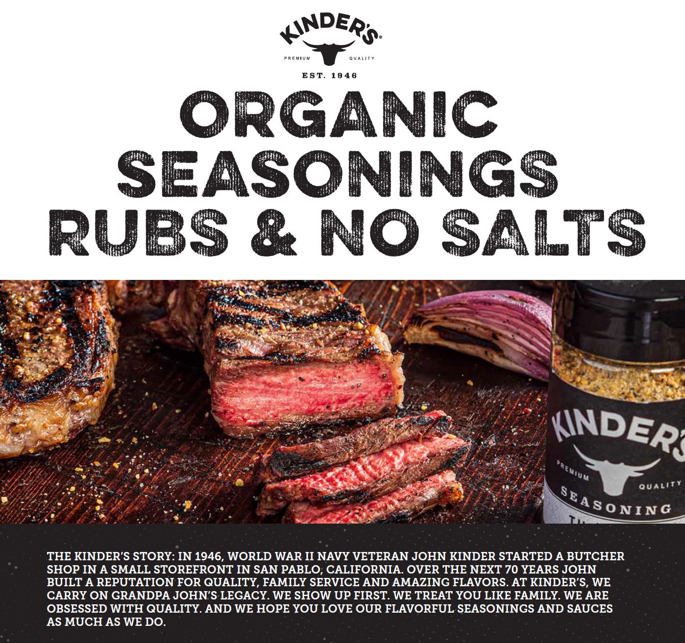 Kinder's Organic Buttery Garlic Salt, Premium Quality Seasoning, MSG Free and USDA Certified Organic, 2.75 oz
