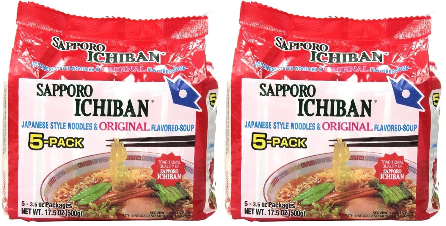 stickerless New [SAPPORO ICHIBAN] Ramen Noodles, Original Soy Sauce Flavor, No.1 Tasting Japanese Instant Noodles (3.5 Oz) (24 pouches)