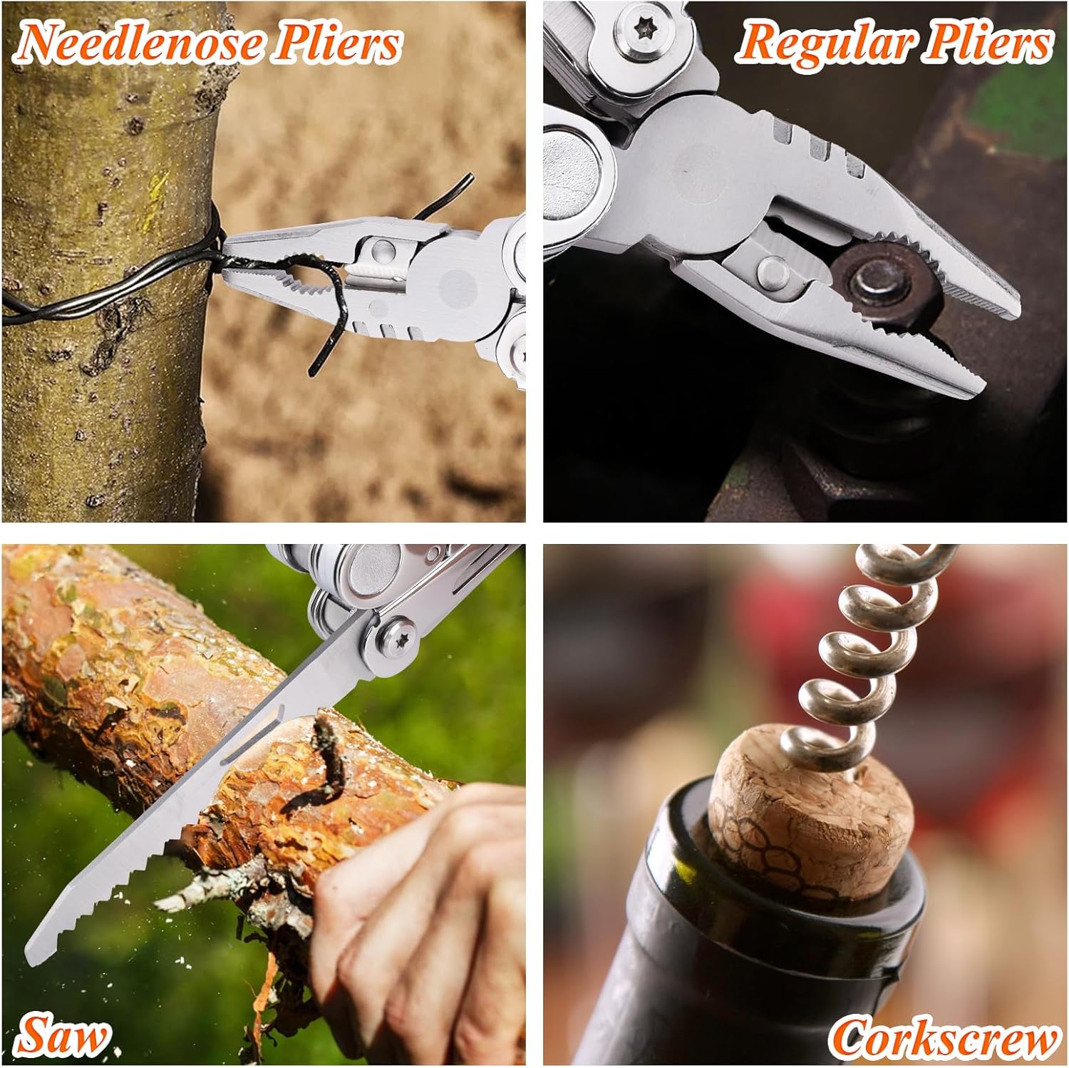 RoverTac 18-in-1 Multitool Pocket Knife with Pliers, Saw, Corkscrew & Detachable Scissors, Multi Tool with Safety Lock, 9 Screwdriver Bits
