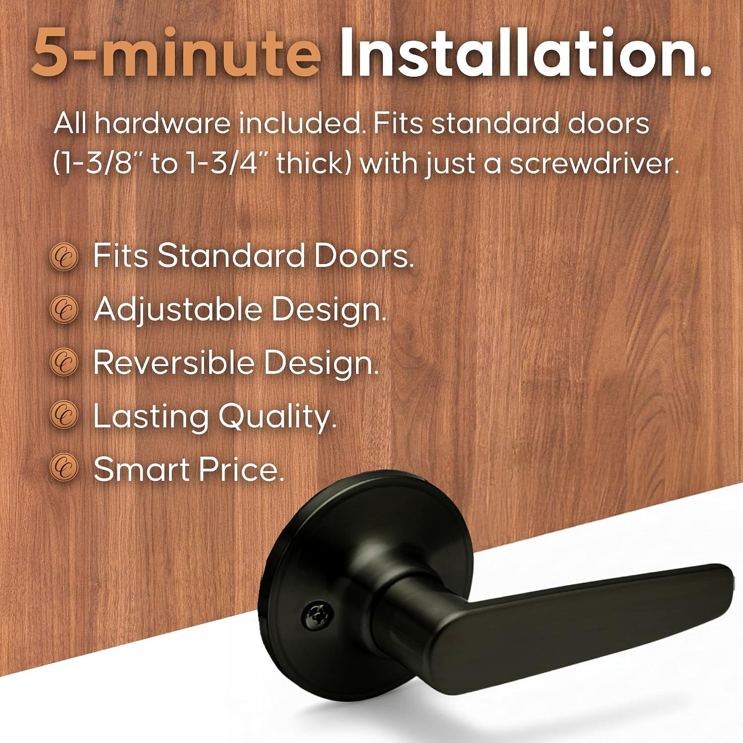 Copper Creek DL1231SS Daley Push Button Privacy Door Lever, Satin Stainless