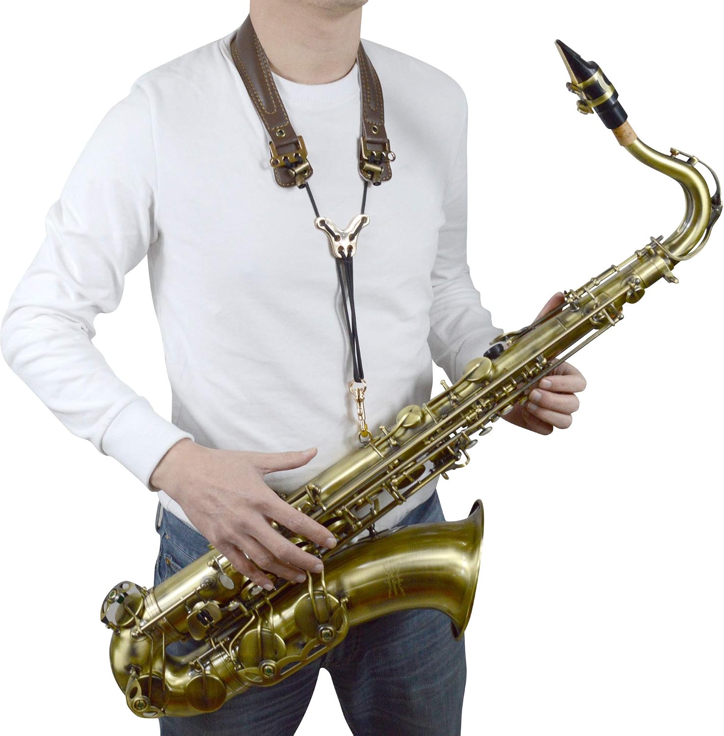 adorence Leather Saxophone Neck Strap for Alto & Tenor Saxophone - Red