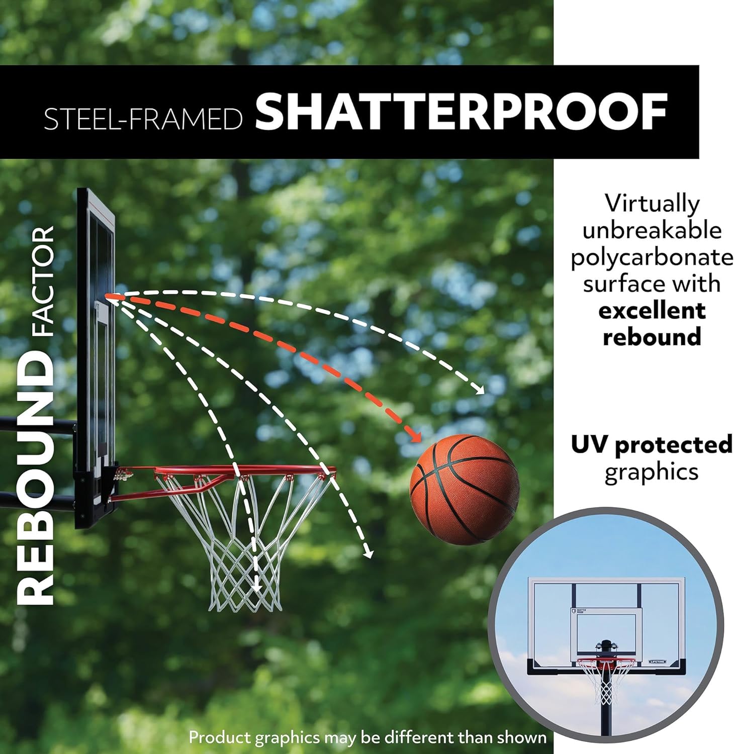Lifetime 71526 Backboard and Rim Competition Combo Black/Orng, 54-Inch