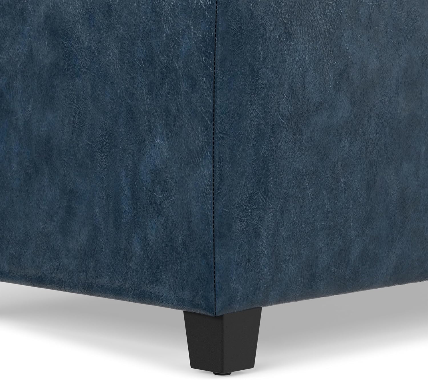 SIMPLIHOME Avalon 48" Wide Vegan Leather Storage Ottoman in Brown