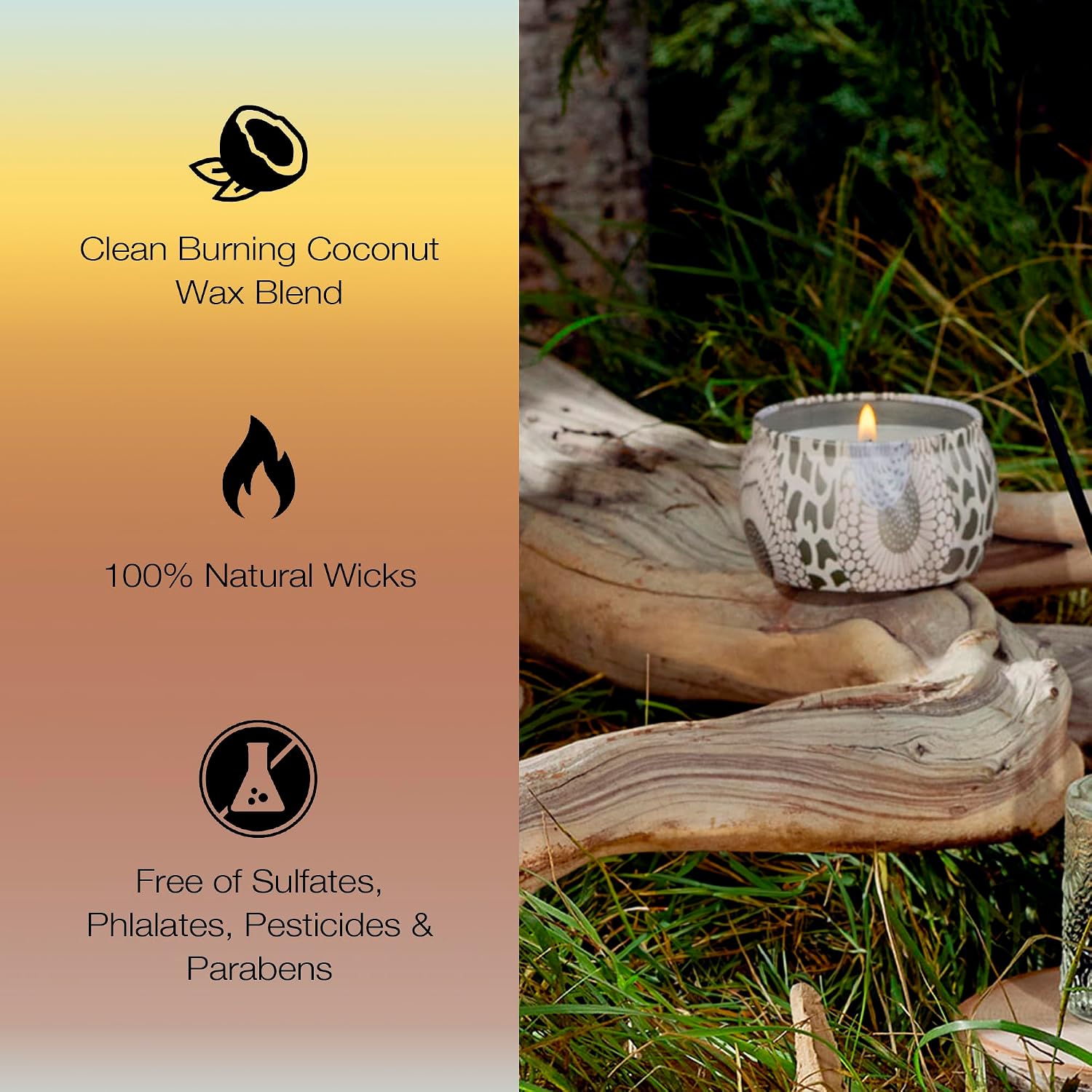 Voluspa Baltic Amber Candle | Mini Tin | 4 Oz. | 25 Hour Burn Time | Coconut Wax for a Cleaner Burn