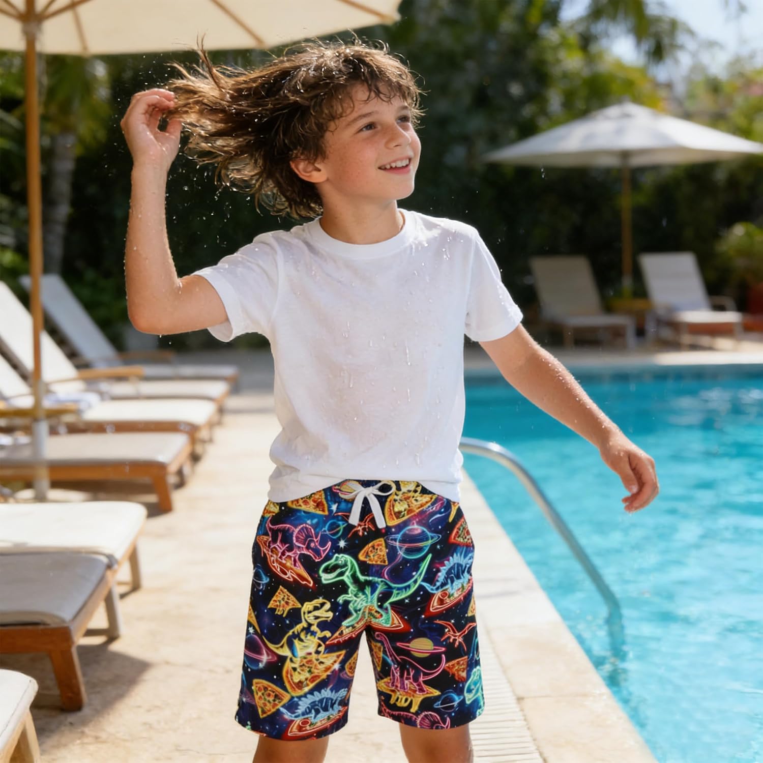 BFUSTYLE Boys Swim Trunks Mesh Lining Kids Bathing Suit 5-14 Years Shorts
