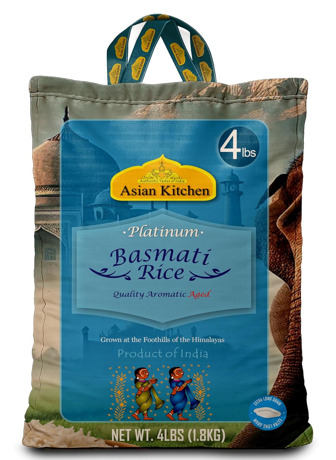 Asian Kitchen Platinum White Basmati Rice Extra Long Aged 20lbs (9.08kg) ~ All Natural | Gluten Friendly | Vegan | Indian Origin | Export Quality