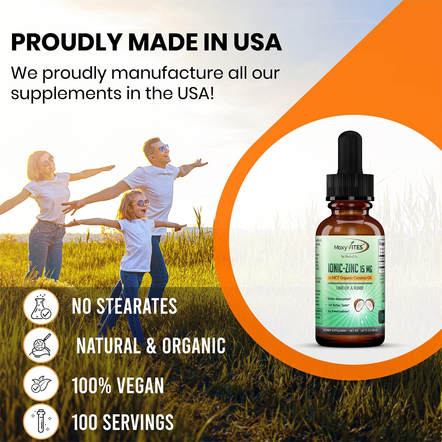 Organic Zinc Supplements for Kids, Adults - Zinc Sulfate - Liquid Zinc Supplement - Pure Ionic Zinc Drops in Coconut Oil for Immune Support