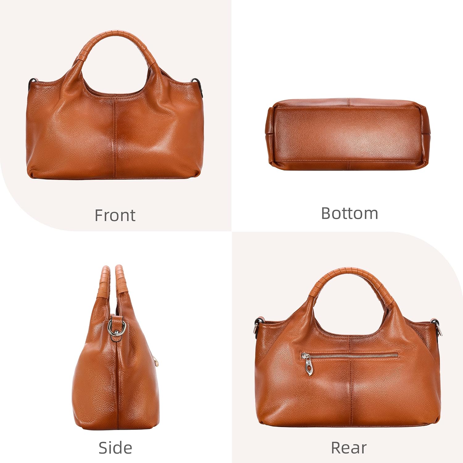 Iswee Leather Satchel Women Purse and Handbag Crossbody Shoulder Bag Hobo | Genuine Cowhide Leather Tote Top Handle Bag Soft & Durable Medium Size Bags with Detachable Multiple Pocketbooks Trendy