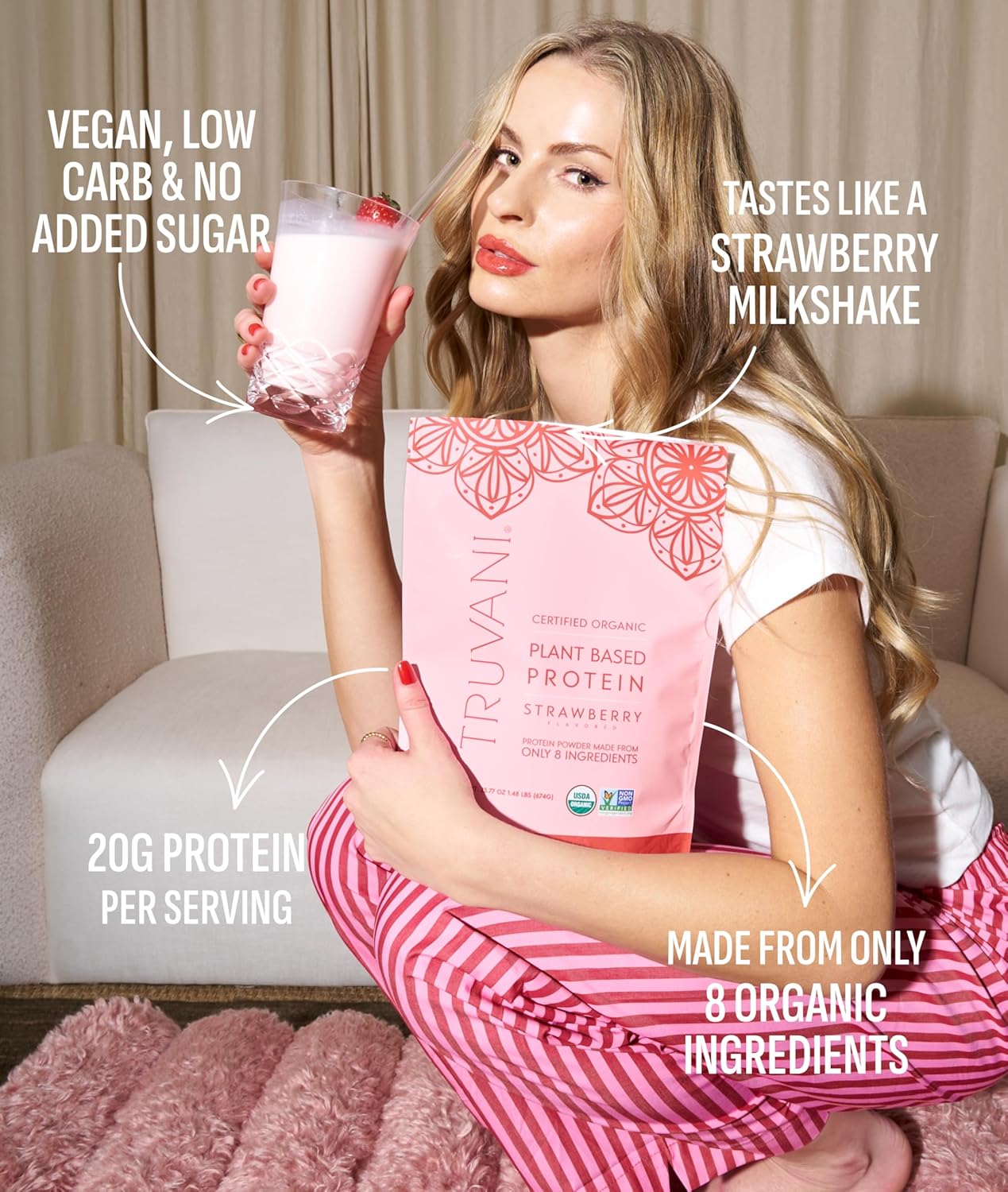 Truvani Organic Plant Based Protein Powder | Chocolate Peanut Butter