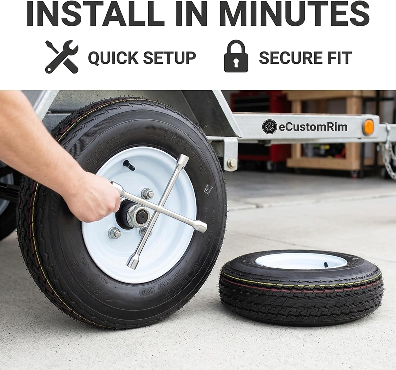 eCustomrim 2-Pack Trailer Tire Rim Assembly 4.80-8 480-8 LRC 4 Lug White | 4.80 X 8 8 Inch Load Range C 6 Ply Tire