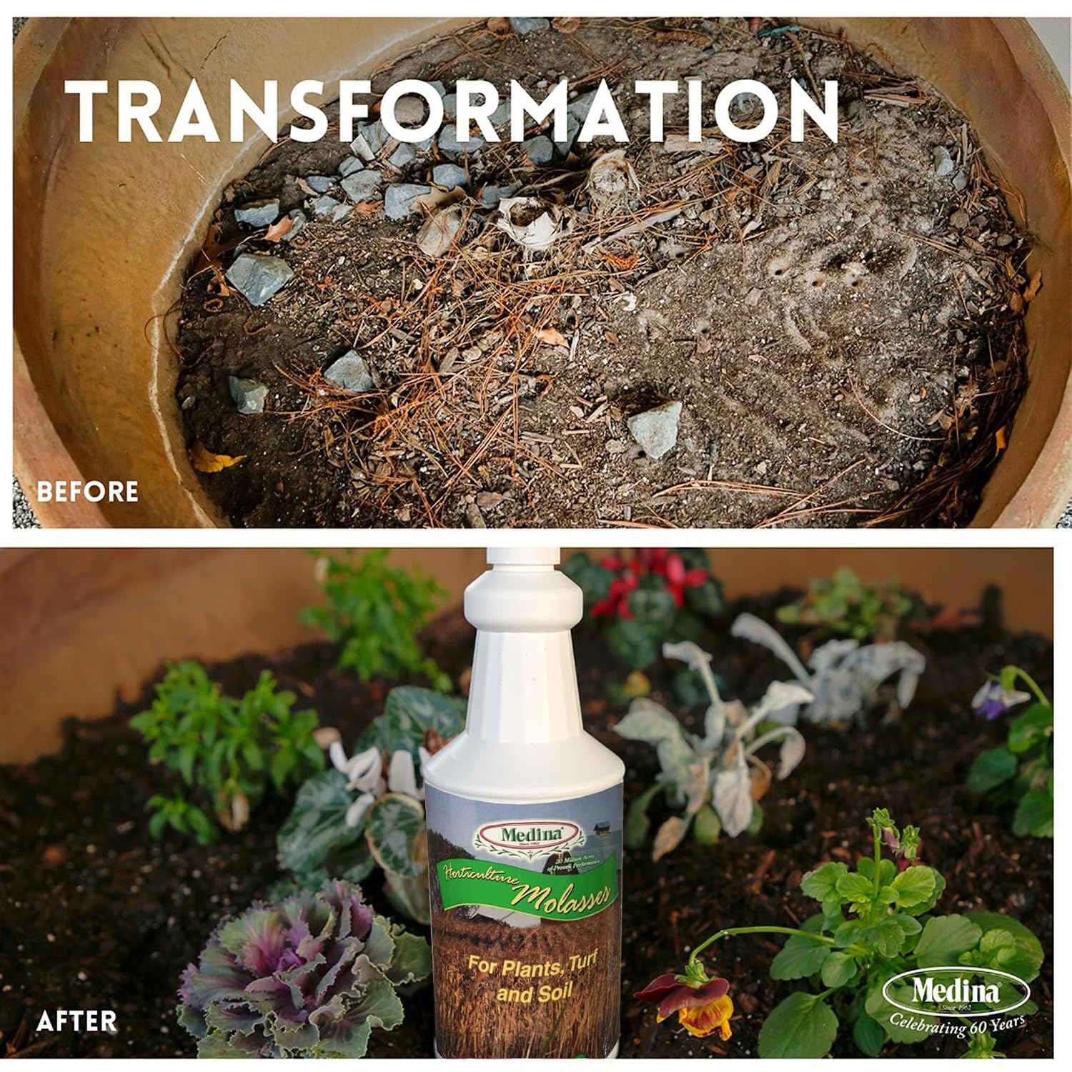 Medina Horticultural Molasses, 1 Qt - Nutrient-Rich Soil & Plant Feed | Feeds beneficial microbial life; supports organic gardening; versatile on lawns, gardens & trees