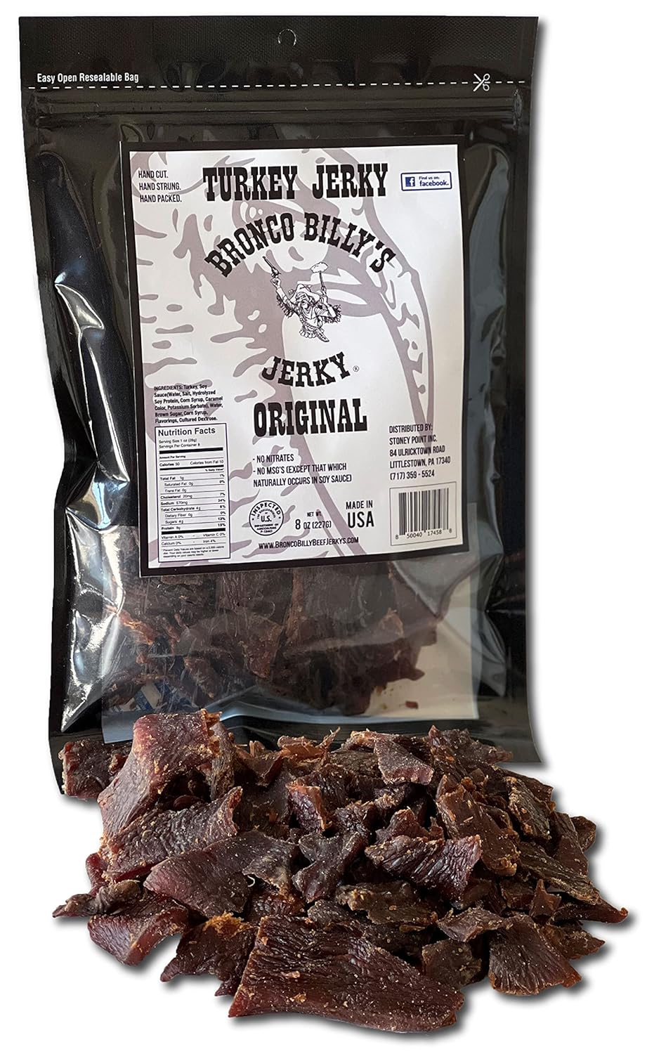 Bronco Billy's Beef Jerky Hickory Smoked Old Country Half Pound Resealable Bag