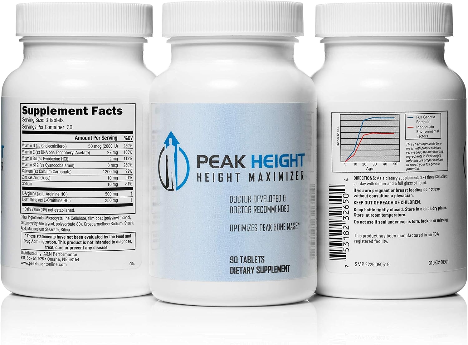 Growth Supplement - Once Daily Height Growth Support for Kids, Teens, Women and Men - US Doctor Developed Height Growth Pills - Year Supply (12 Pack)