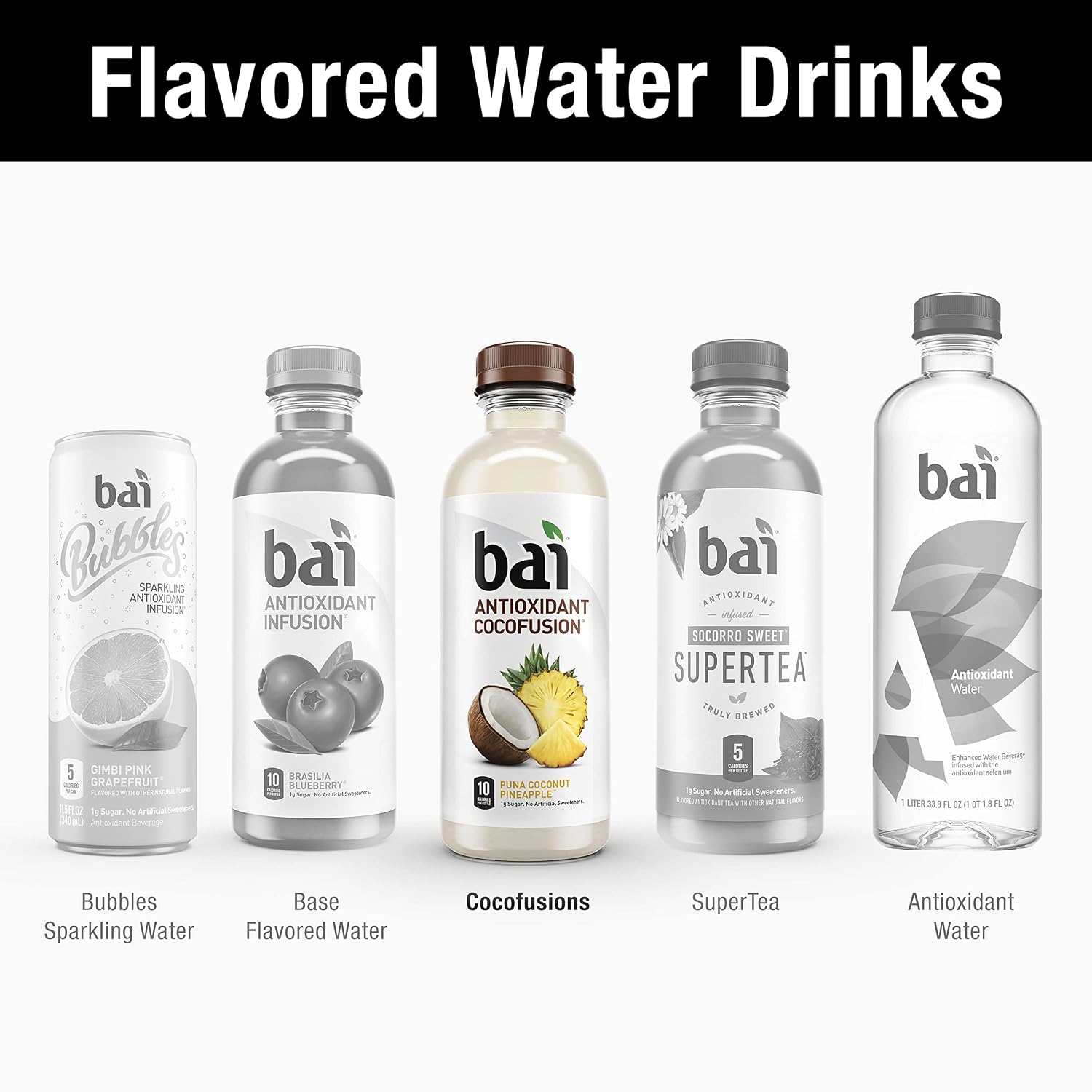 Bai Coconut Flavored Water, Puna Coconut Pineapple, Antioxidant Infused Drinks, 18 Fluid Ounce Bottles, 12 Count