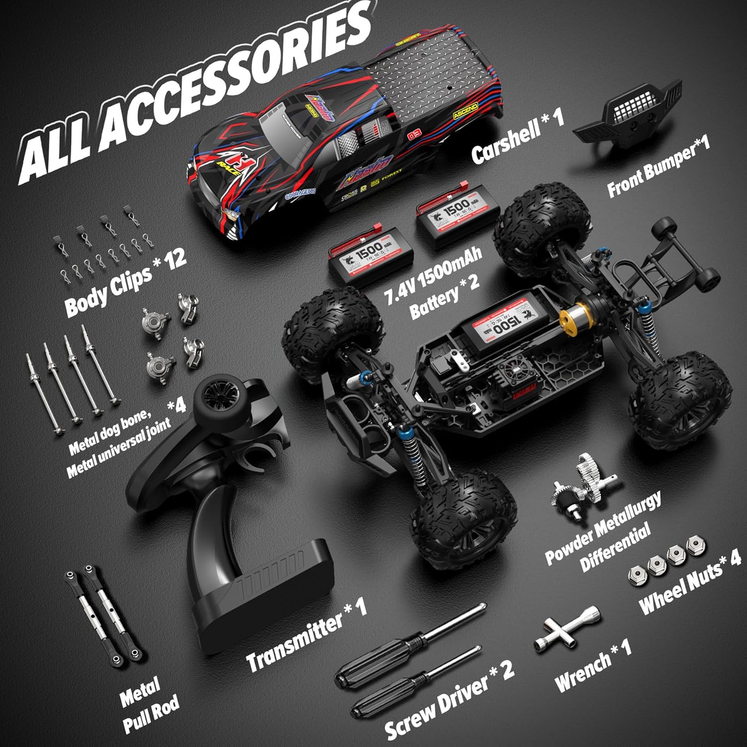 Hosim 1:10 Brushless RC Cars for Adults & Boys, 60+ KMH Remote Control Car | 4WD Off Road Monster Truck, Waterproof All-Terrain RC Truck