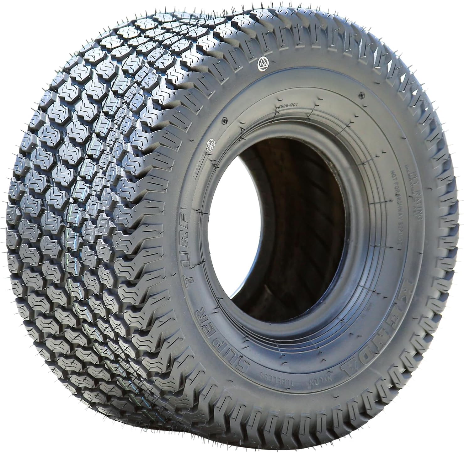 Kenda K500 Super Turf R/S 4 Ply 16-7.50-8 Lawn & Garden/Turf Tire | Lawn Mower & Garden Tractor All Season Traction 64A3 Rated 4 Ply Bias Construction Black Sidewall Tire