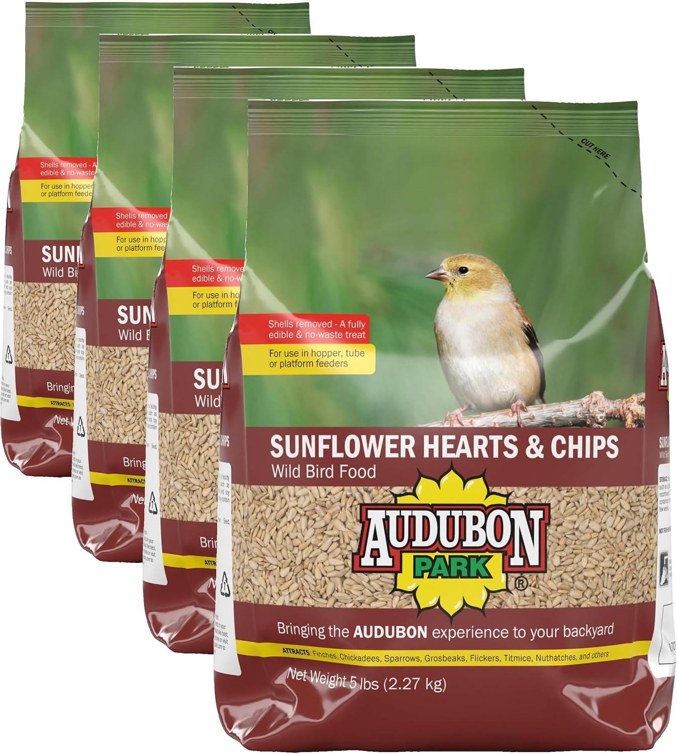Audubon Park Sunflower Hearts & Chips Wild Bird Food, No Mess Sunflower Seeds for Birds, 5-Pound Bag