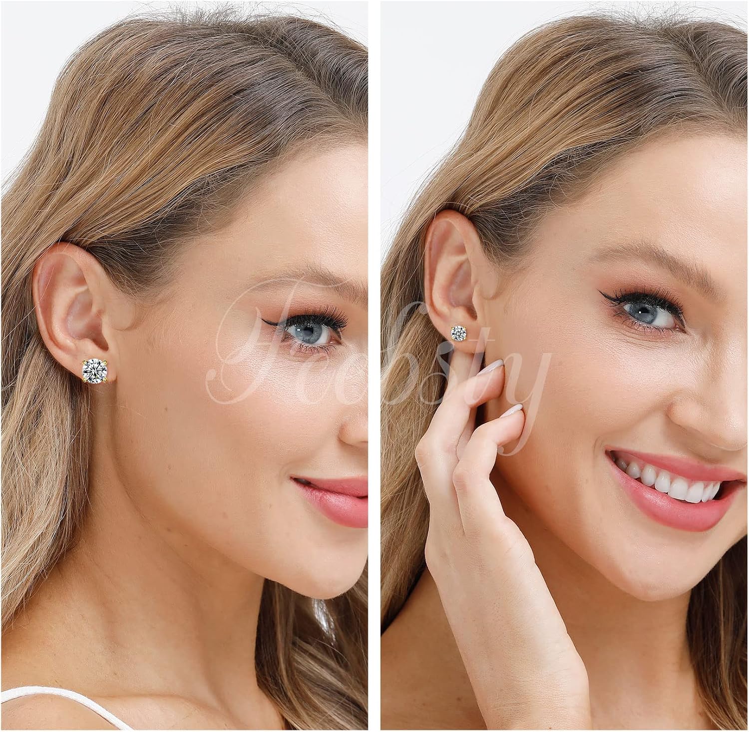 925 Sterling Silver Stud earrings Set | White Gold Plated Hypoallergenic Stud Earrings | Cubic Zirconia Stud Earrings for Women (2mm, 3mm, 4mm, 5mm