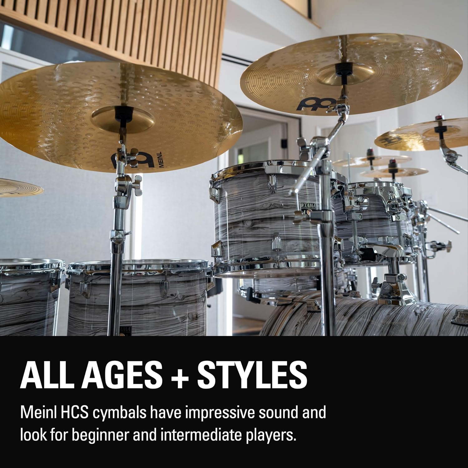 Meinl Cymbals HCS Box Set Cymbals for Drums — MADE IN GERMANY | Hihats, Ride, Crashes, Trash Crash, China, Splash, Bell — Durable Brass Alloy