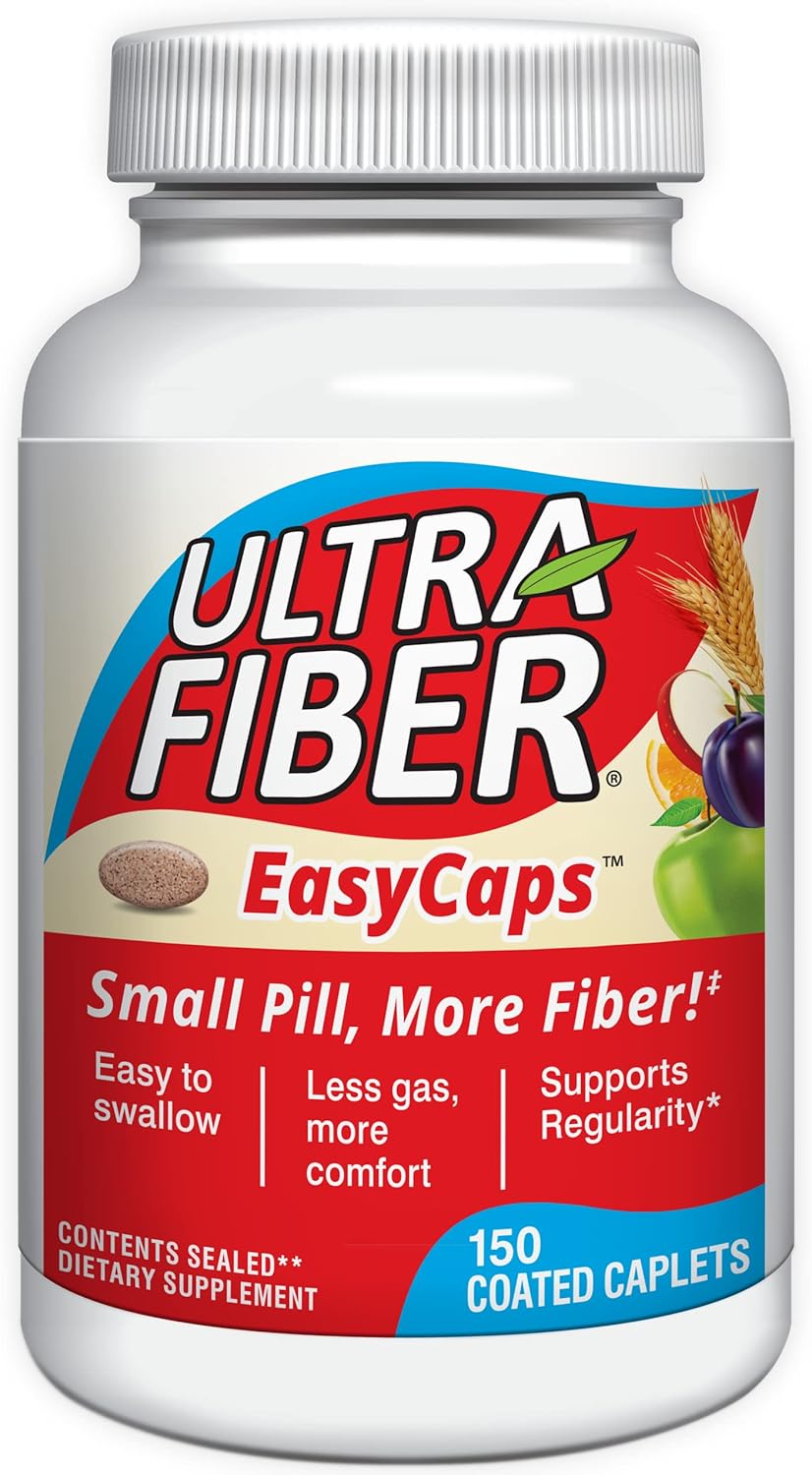 Ultra-Fiber High Fiber Supplement, Soluble & Insoluble Fiber, 150 Count | Coated, easy-to-swallow caplets provide 48% more fiber for comfortable