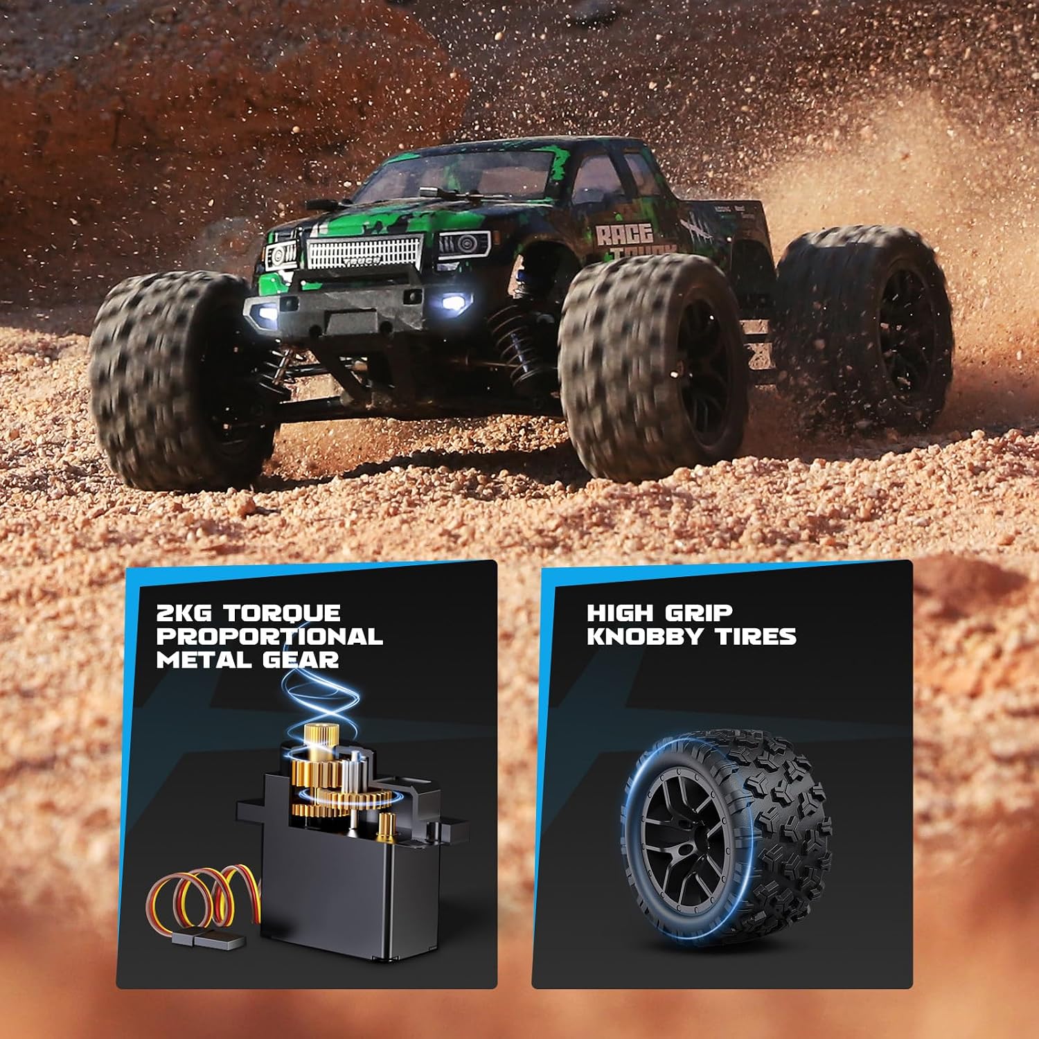 HAIBOXING 18859 1:18 Scale All Terrain RC Car, Hobby 4WD Remote Control Car | 2.4GHz Electric RC Vehicle 36 KPH High Speed 4X4 Waterproof Off-Road RC Truck with Two Rechargeable Batteries for RC Driving