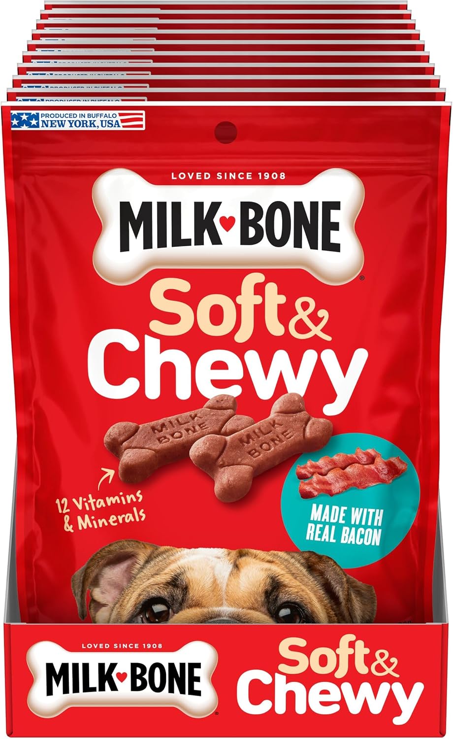 Milk-Bone Soft & Chewy Dog Training Treats, 25 oz Canister | Made with real chicken breast, soft dog treats for training and rewarding, 18% protein, fortified with vitamins and minerals
