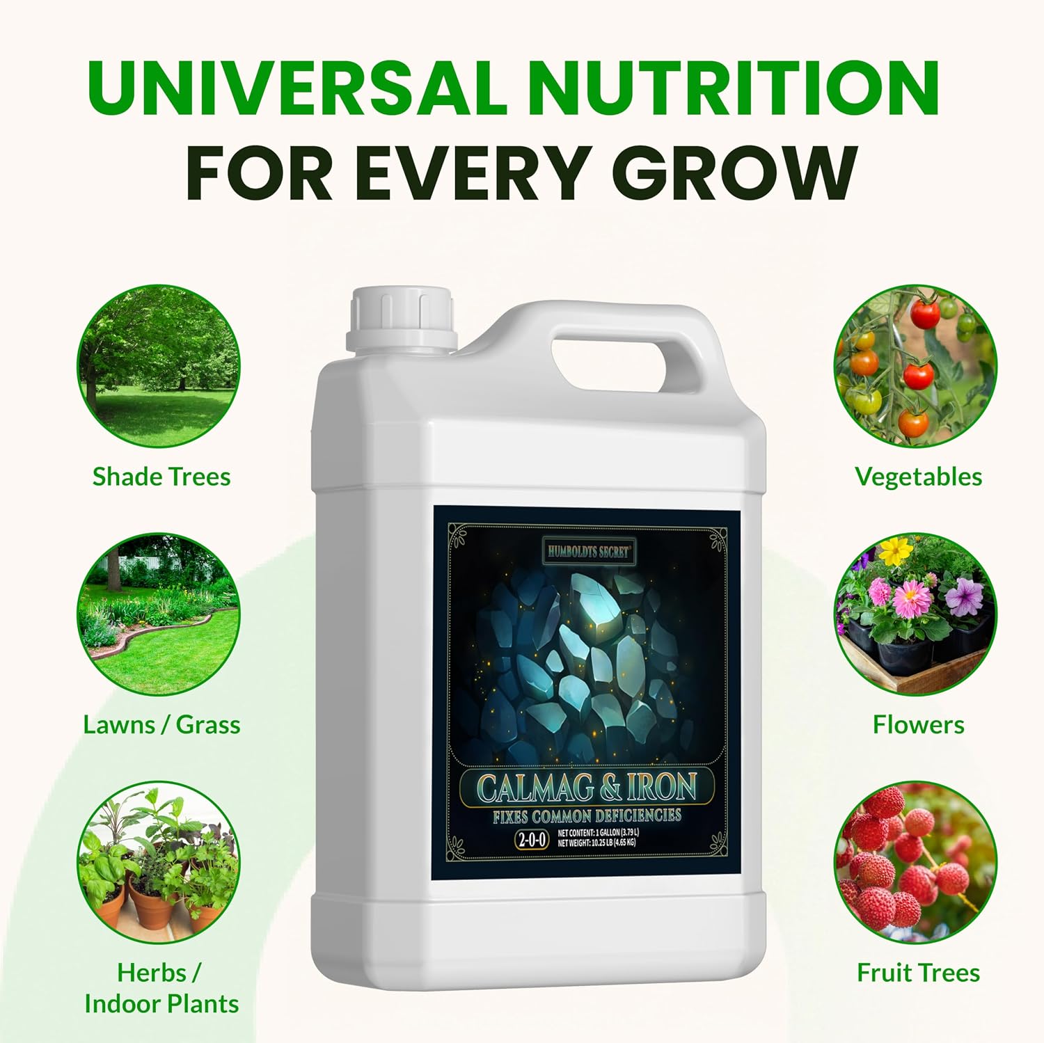 Humboldts Secret CalMag & Iron | Calcium, Magnesium & Chelated Iron Nutrient Fertilizer | Hydroponic Supplies for Vegetative & Flowering Growth in Soil, Coco, Hydroponics or RO Water | 1 Gallon