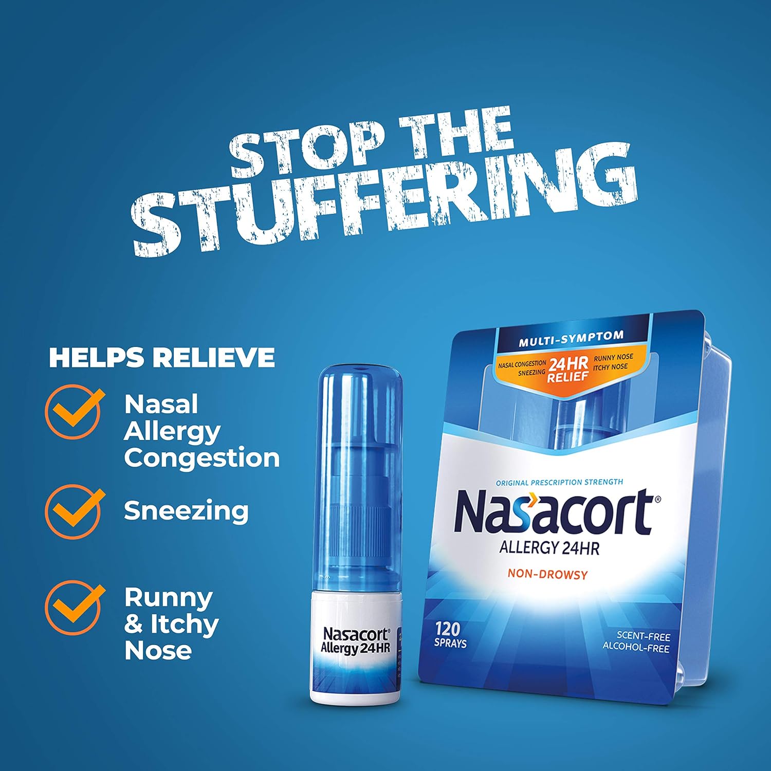 Nasacort 24HR Allergy Nasal Spray for Adults, Non-drowsy & Alcohol Free, 150 Spray Pack
