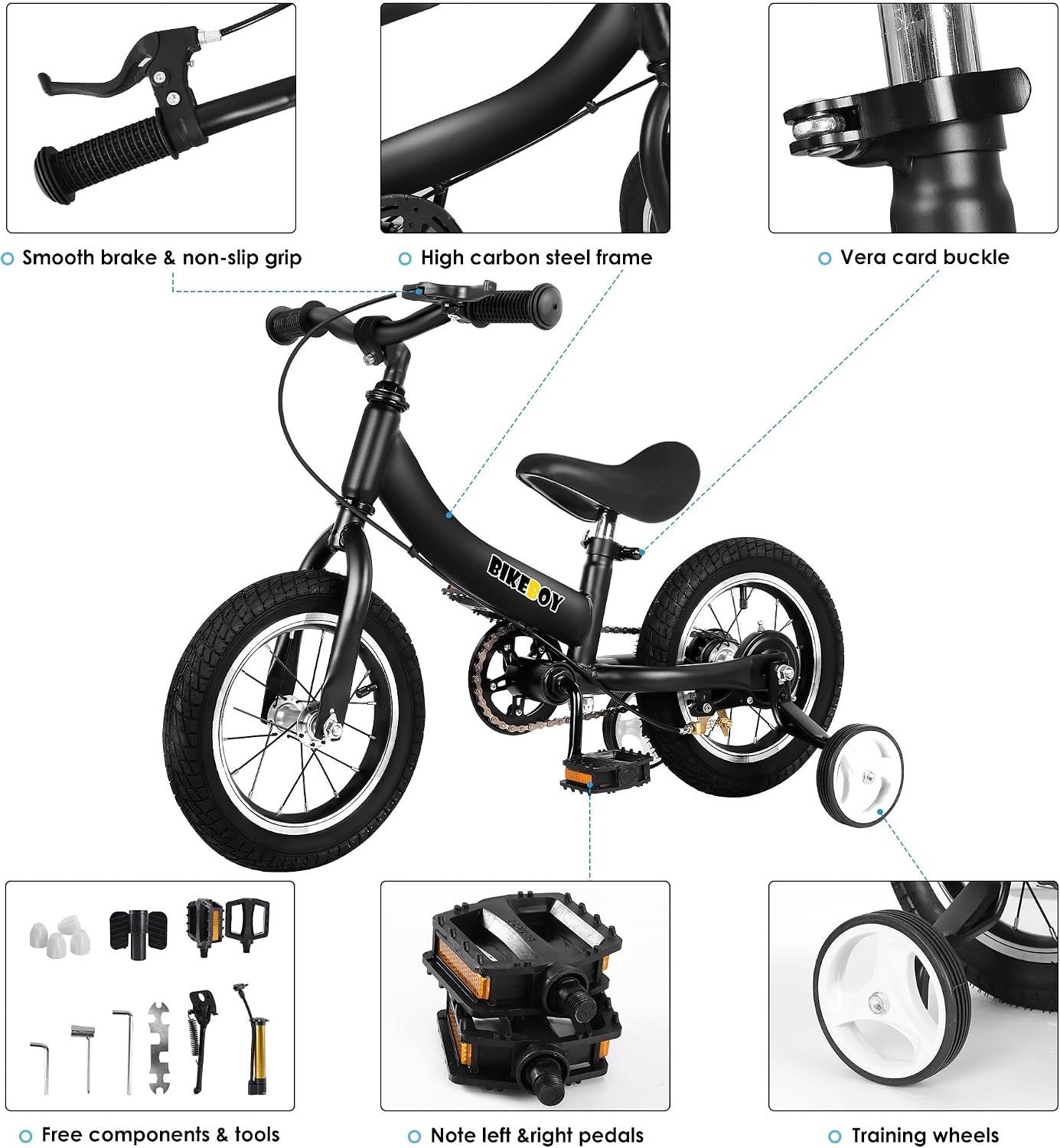 Balance Bike 2 in 1,The Dual Use of a Kids Balance Bike and Toddler Bike, for 2 3 4 5 6 7 Years Old -12 14 16 Inches with Training Theory, Brake, Pedal