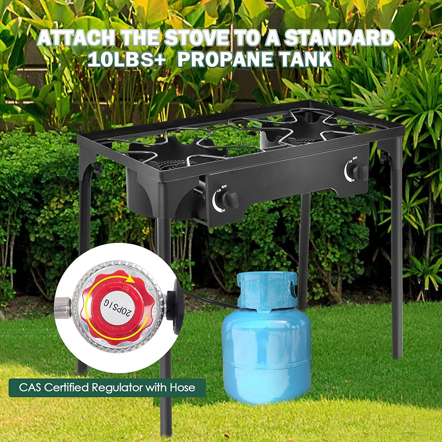 Goplus Outdoor Camping Stove, Dual Burner Propane Gas Cooker