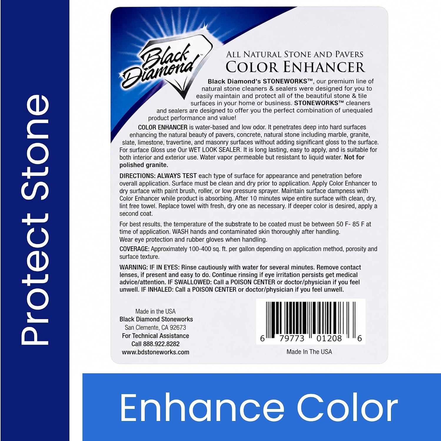Color Enhancer Sealer for All-Natural Stone and Pavers. Marble, Travertine, Limestone, Granite, Slate, Concrete, Grout, Brick, Block. (1 Gallon)