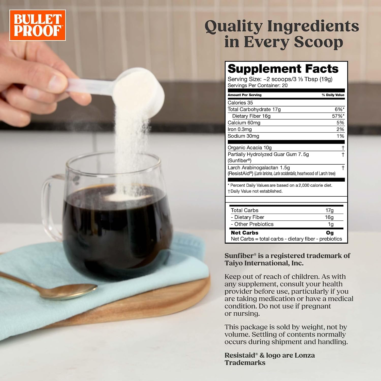 Bulletproof Innerfuel Prebiotic Fiber Powder, Unflavored, 13.4 oz