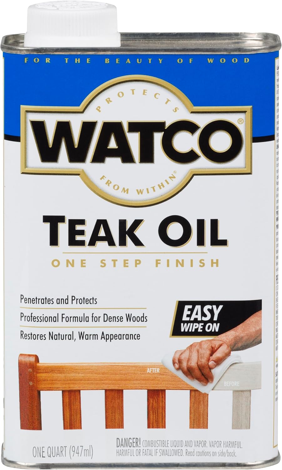 Watco Teak Oil Wood Finish, Quart, Clear