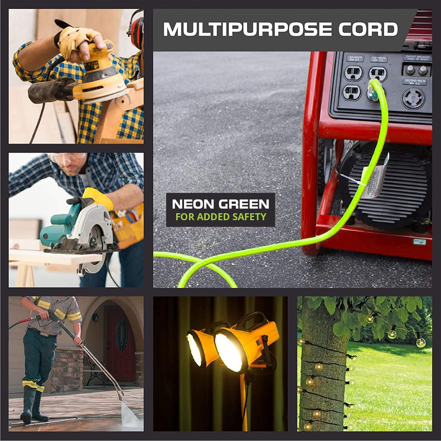 Iron Forge Cable 12 Gauge Extension Cord Multi Outlet, 10 Ft - Black SJTW