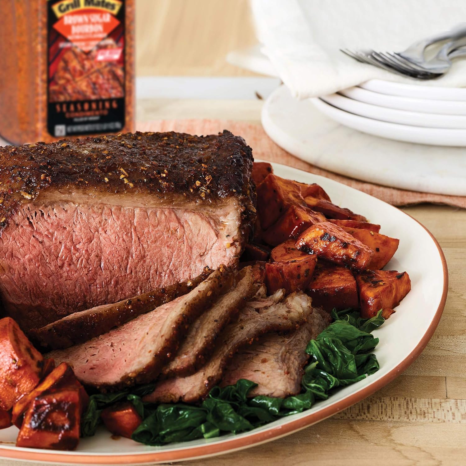 McCormick Grill Mates Brown Sugar Bourbon Seasoning, 27 oz - One 27 Ounce Container of Brown Sugar Bourbon Seasoning Made of Molasses, Red Bell Peppers, and More for Steak, Poultry, and Vegetables