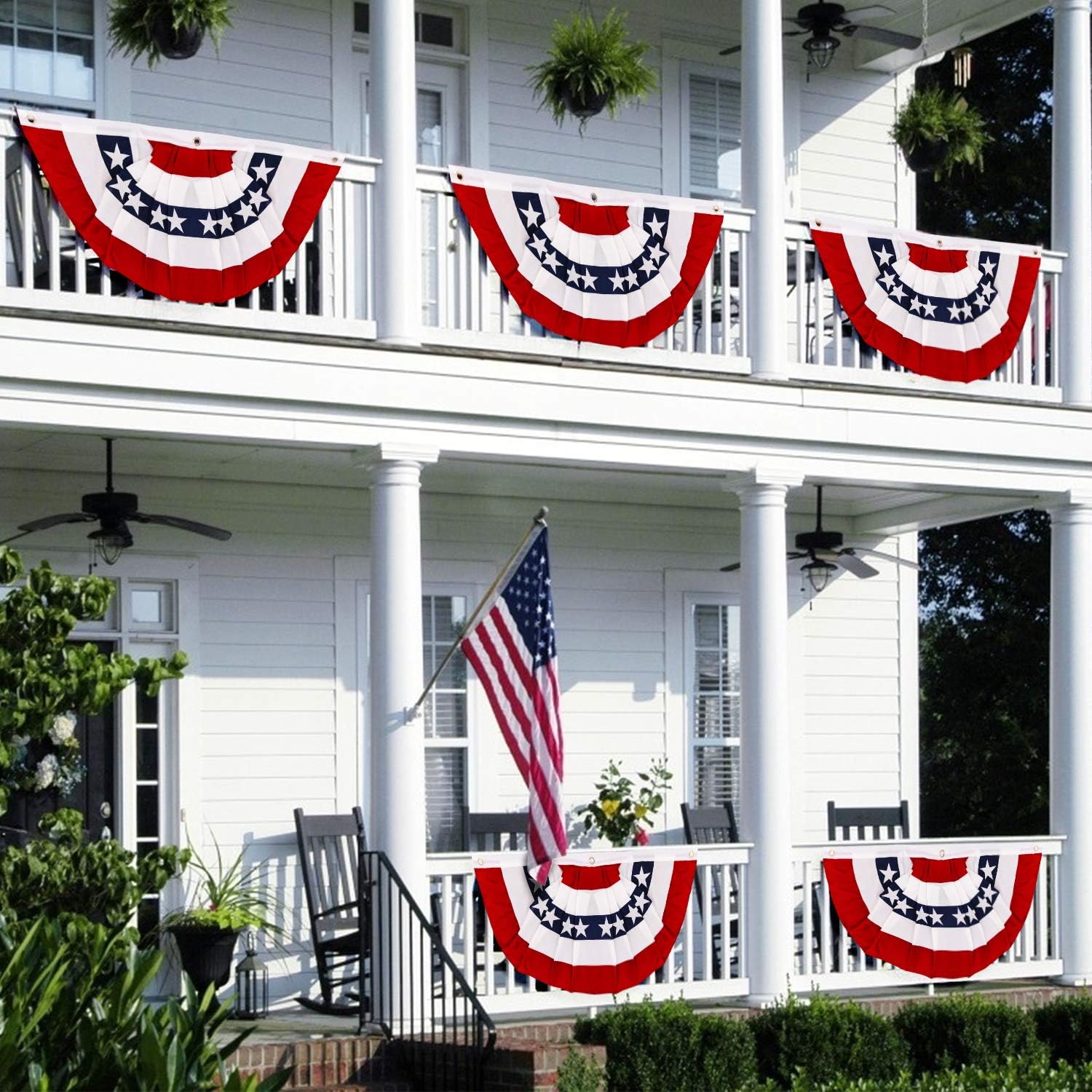 3 Pack USA 250th Anniversary American Pleated Fan Flag 4th of July Decorations