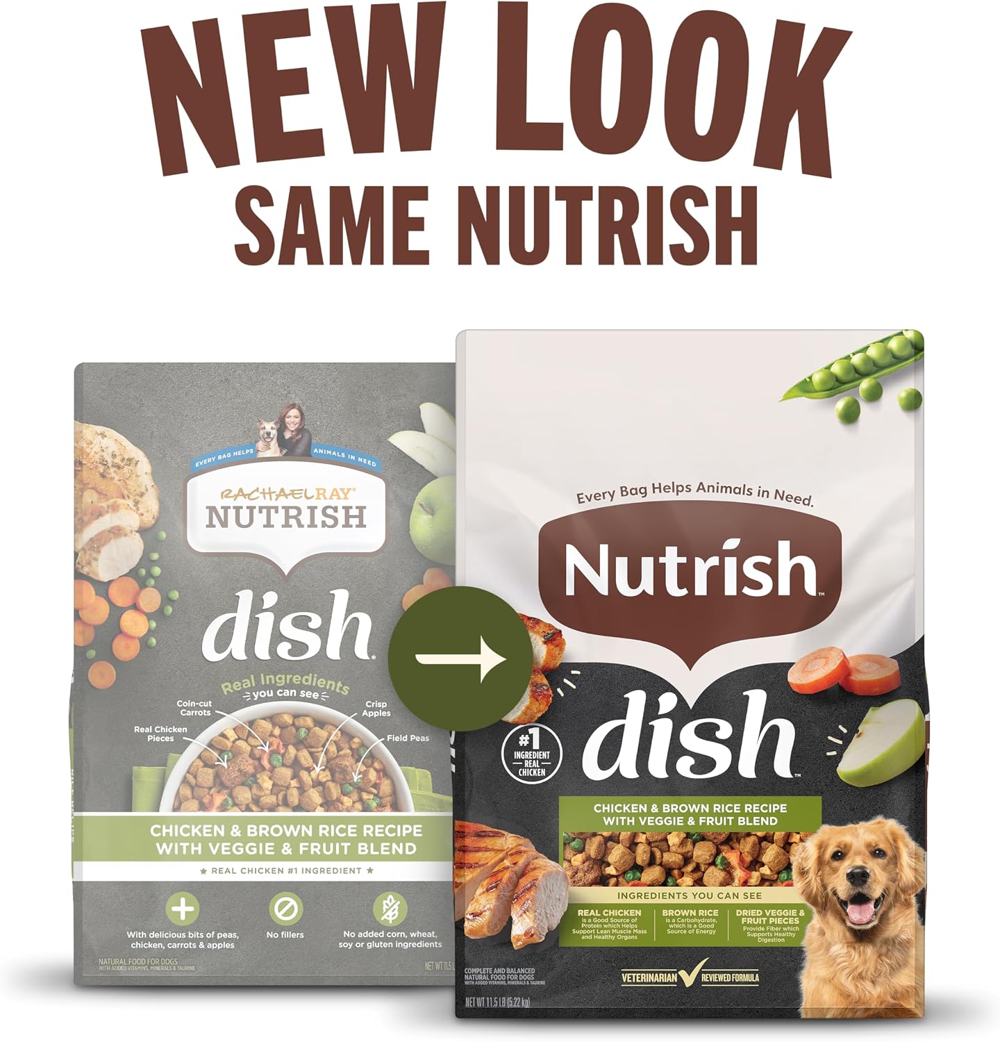Nutrish Dish Dry Dog Food, Chicken Recipe, 3.75 lb. Bag (Rachael Ray) | Made with Dried Peas, Carrots & Apples And Contains No Added Corn, Wheat, Soy or Gluten Ingredients