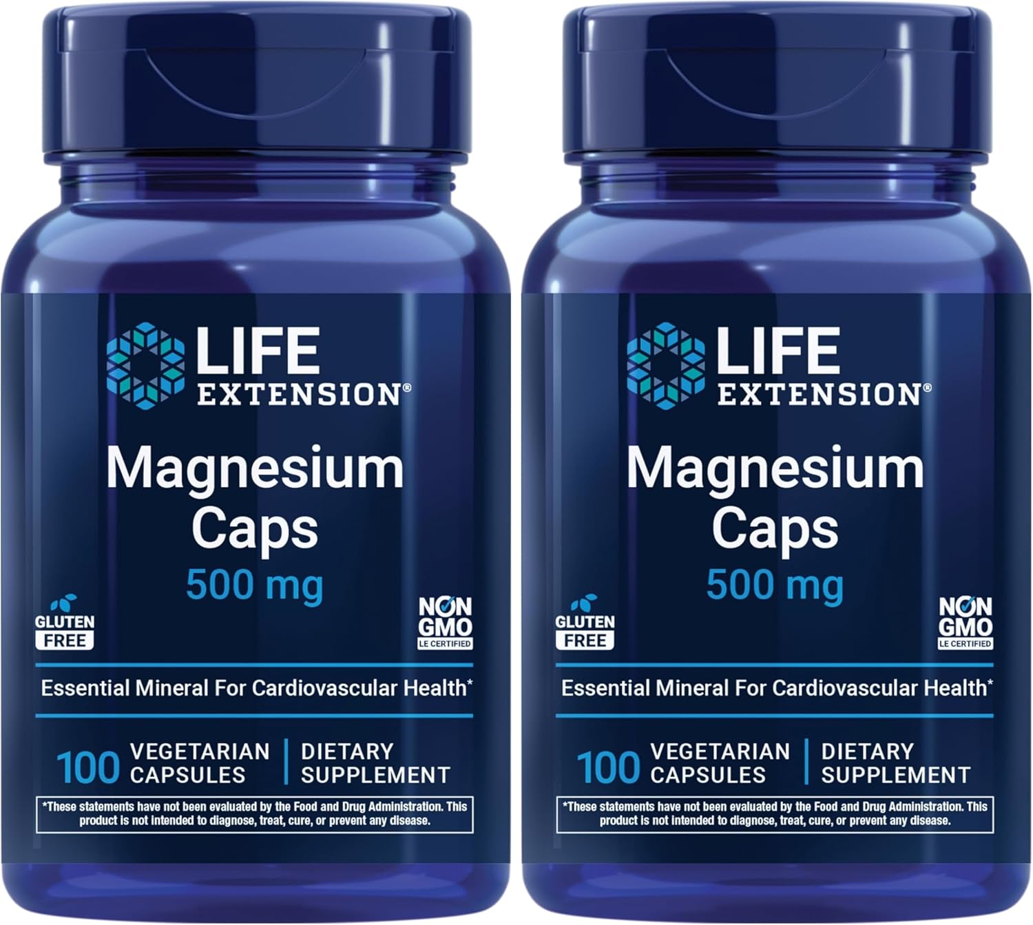 Life Extension Magnesium Caps, 500 mg, Magnesium Oxide, Citrate, and Succinate, Heart Health, Healthy Bones, Metabolism Support, 100 Vegetarian Capsules | Magnesium Oxide, Citrate & Succinate Blend for Heart Health, Healthy Bones & Metabolism, 100 Vegeta…